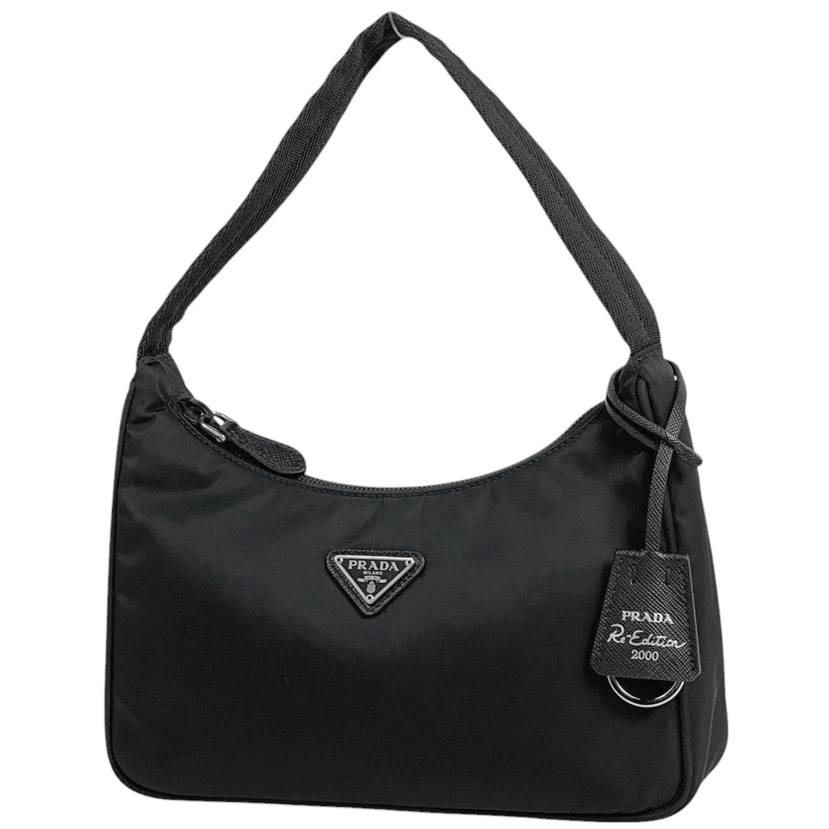 【在庫一掃】 プラダ リ エディション ミニ バッグ Re-Edition 2000 Re-Nylon ロゴプレート ハンドバッグ ナイロン ネロ 1NE515 中古拍卖