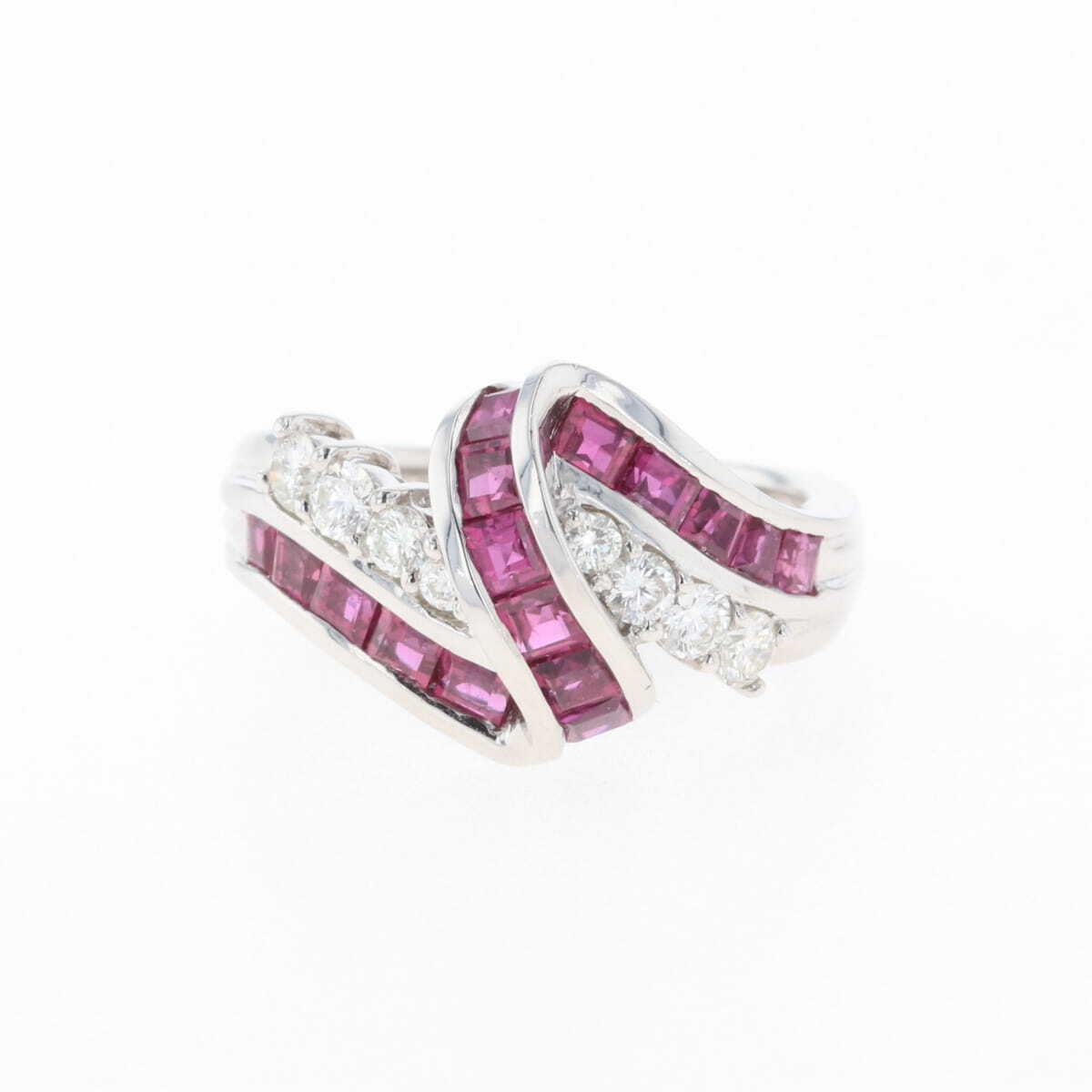 【在庫一掃】 ルビー デザインリング プラチナ 指輪 メレダイヤ リング 11.5号 Pt900 ルビー ダイヤモンド 【中古】拍卖