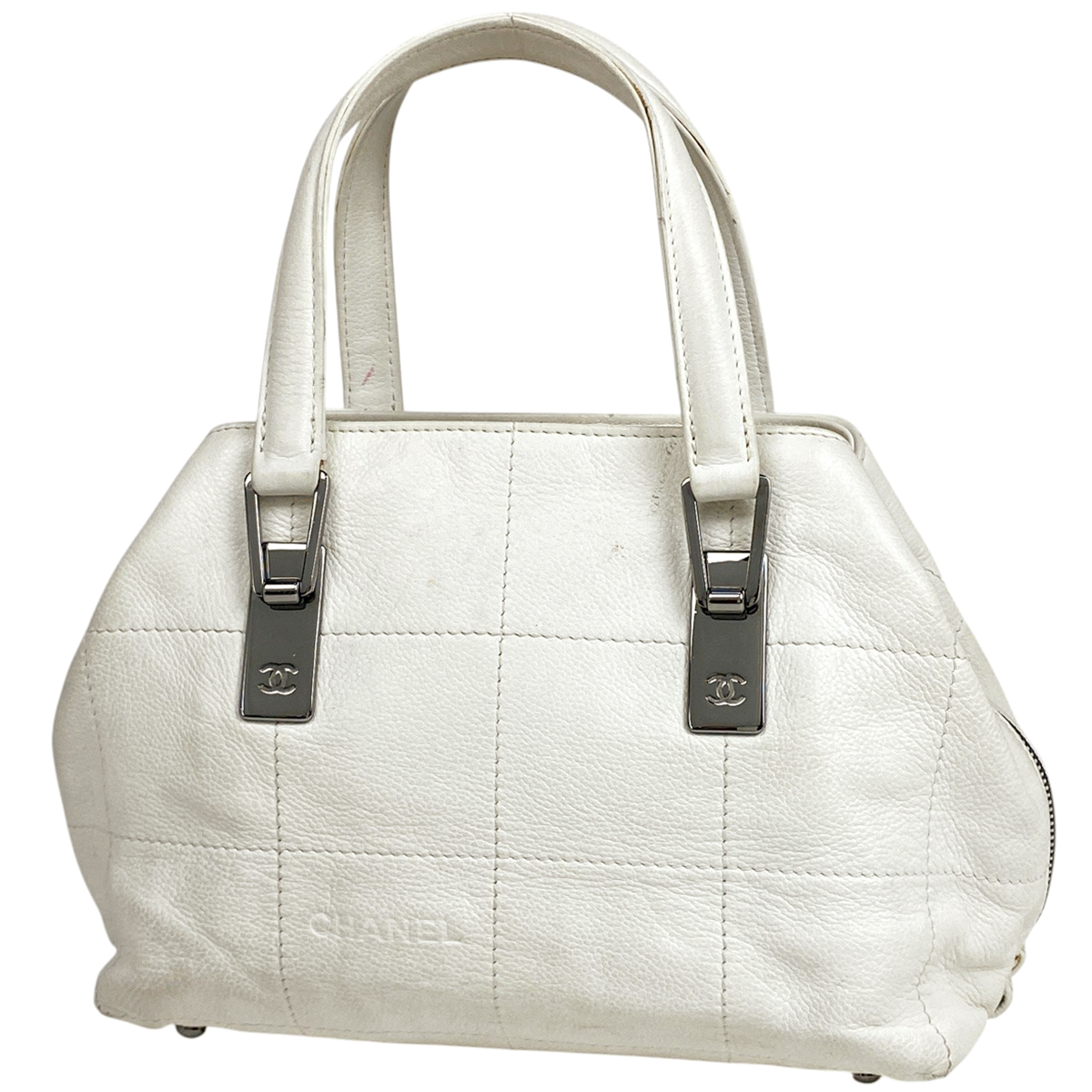 シャネル CHANEL チョコバー ハンドバッグ ココマーク ハンドバッグ レザー ホワイト レディース 【中古】拍卖