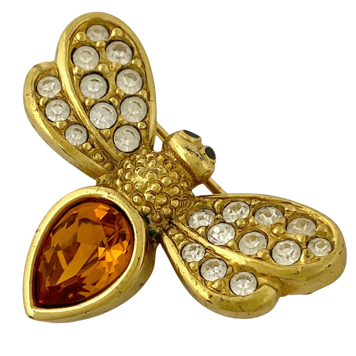 【在庫一掃】 スワロフスキー SWAROVSKI クリスタル ビーモチーフ ブローチ 蜂モチーフ ブローチ GP ゴールド オレンジ 【中古】拍卖