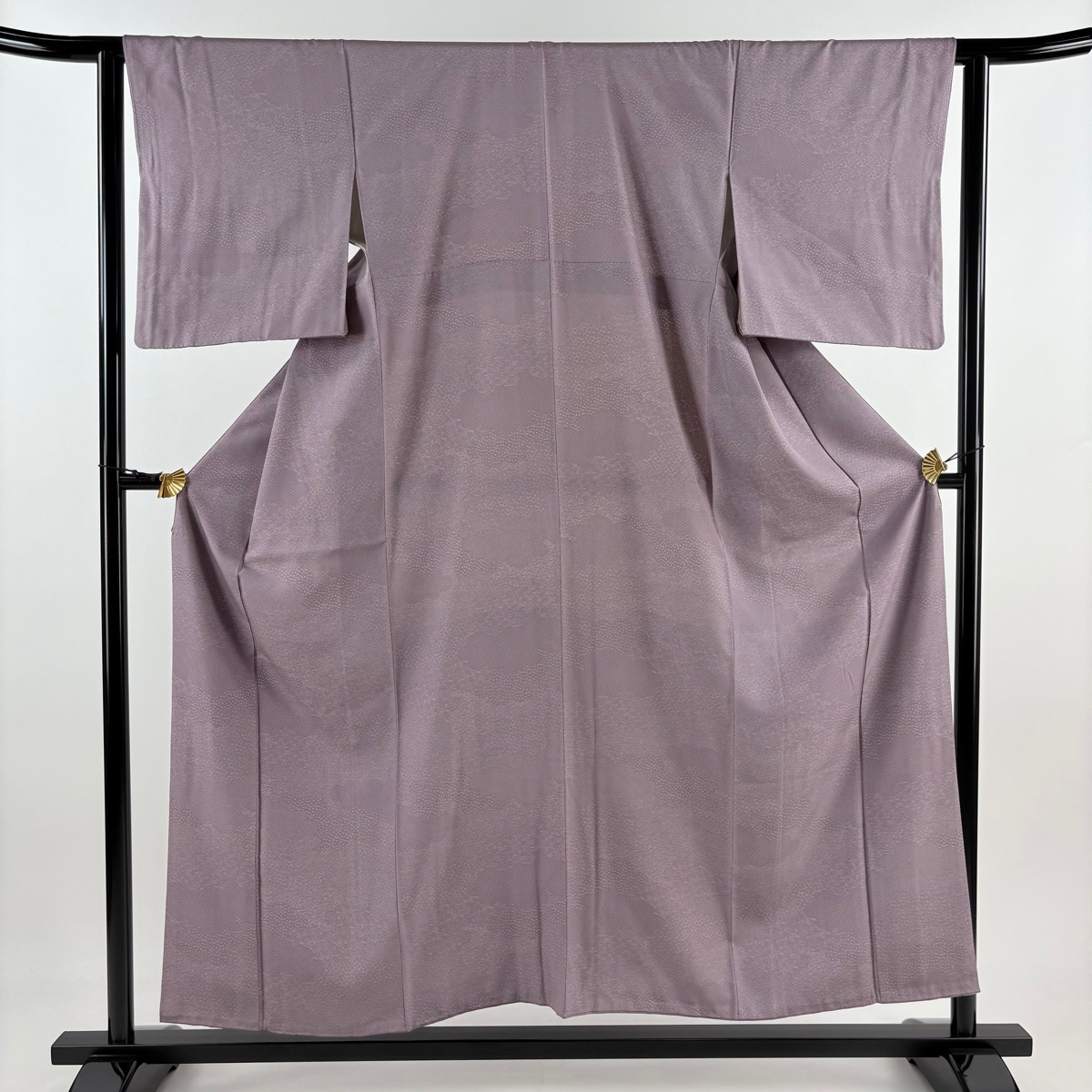 江戸小紋 身丈156cm 裄丈63cm S 袷 落款 雲文 青海波 紫 正絹 秀品 【中古】拍卖