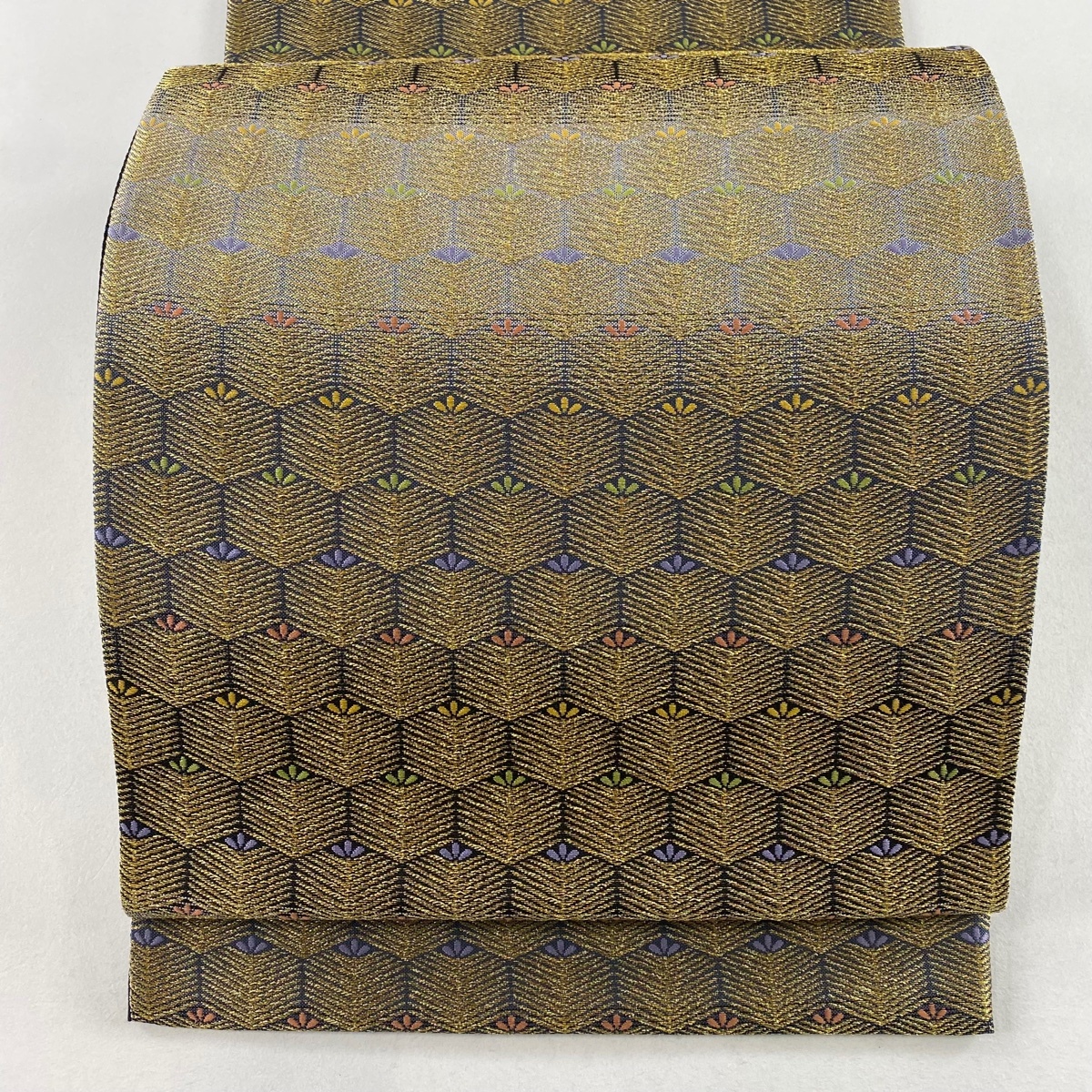 袋帯 美品 秀品 若松 段縞 金糸 刺繍 黒 六通 正絹 【中古】拍卖