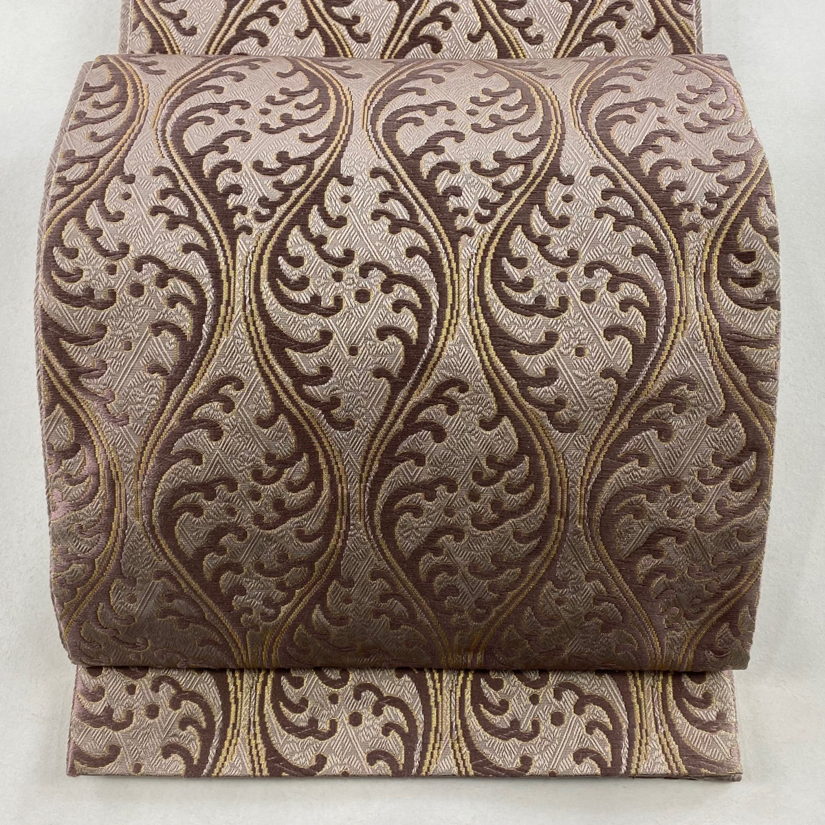 袋帯 名品 草木染 立涌 波頭 刺繍 箔 薄小豆 六通 正絹 【中古】拍卖