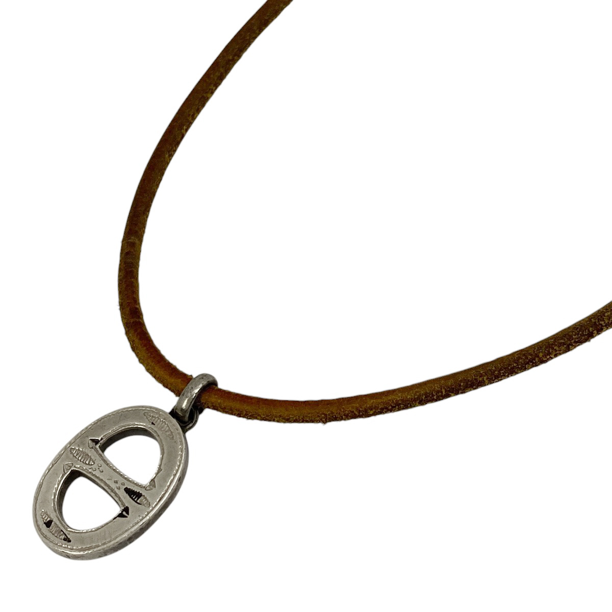 エルメス HERMES トゥアレグ シェーヌダンクル ネックレス チョーカー ネックレス シルバー925 レザー シルバー レディース 【中古】拍卖