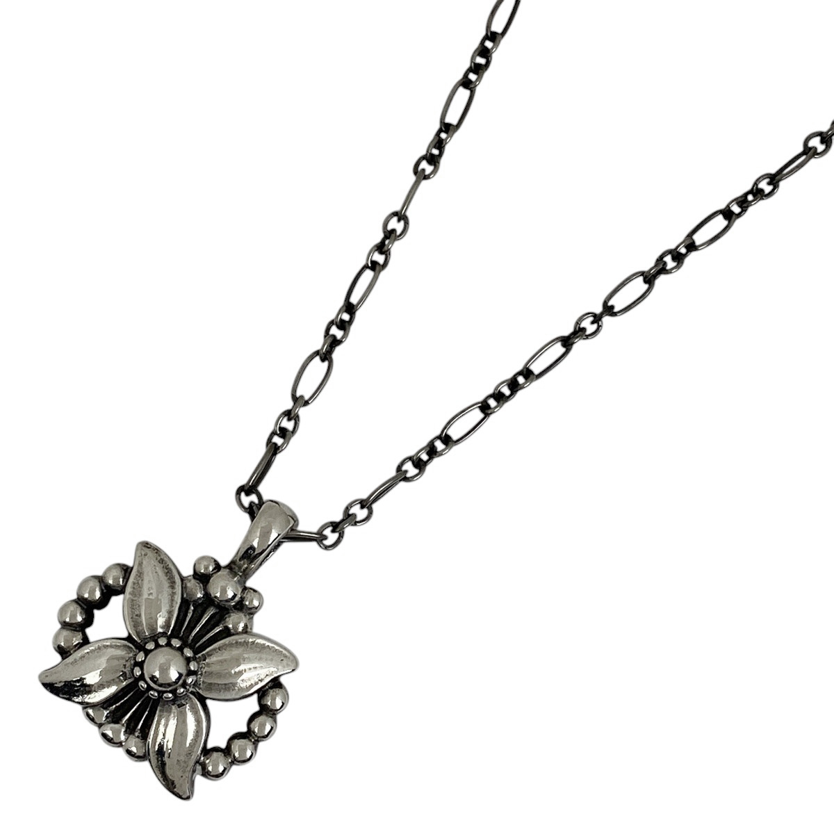 ジョージジェンセン Georg Jensen デザイン ネックレス フラワーモチーフ エーデルワイス 1998 シルバー925 シルバー レディース 中古拍卖