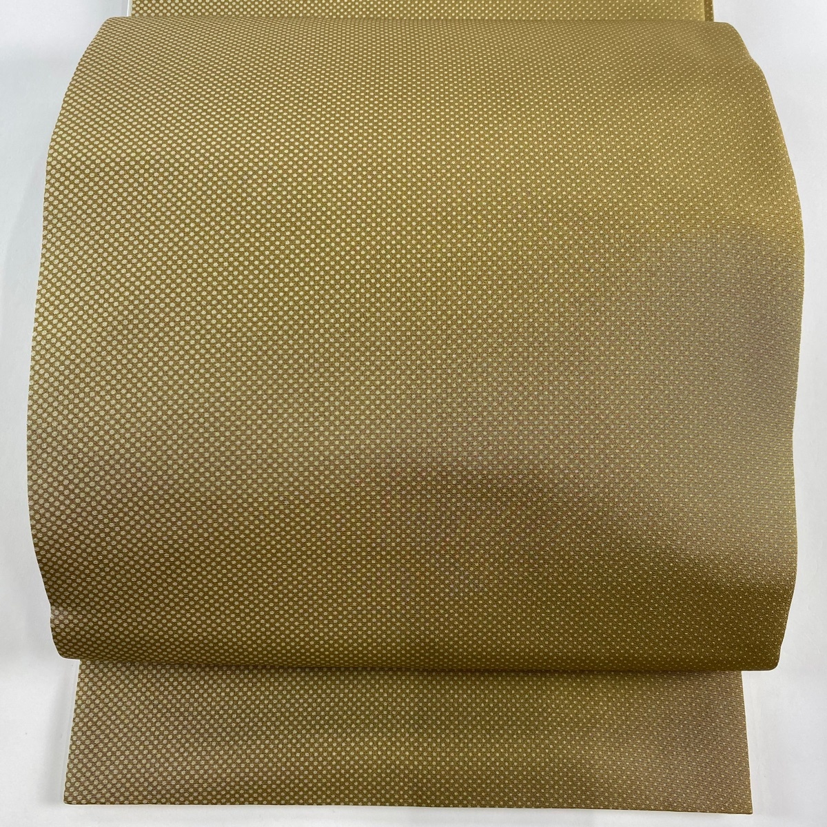袋帯 美品 秀品 ドット 黄土色 全通 正絹 【中古】拍卖