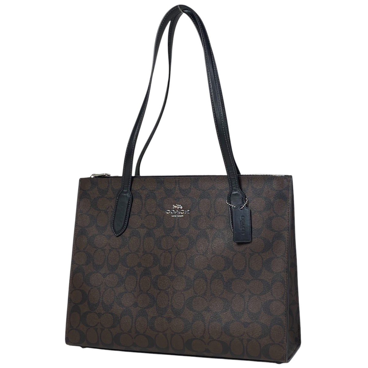コーチ COACH ニーナ キャリーオール トートバッグ シグネチャー コーティングキャンバス ブラウン ブラック CL399 レディース 【中古】拍卖