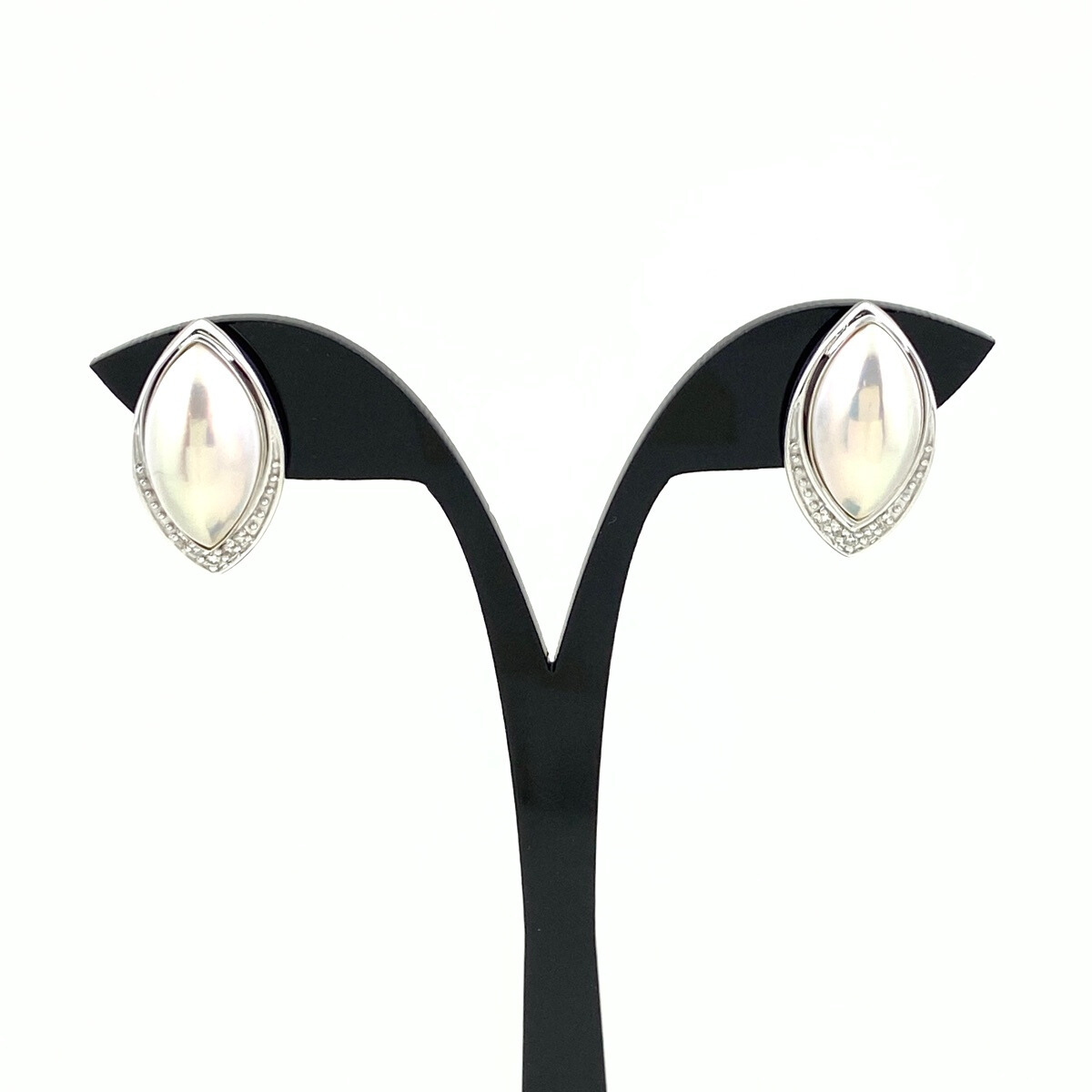 タサキ TASAKI パール デザインイヤリング WG ホワイトゴールド メレダイヤ イヤリング K18 WG ダイヤモンド レディース 【中古】拍卖