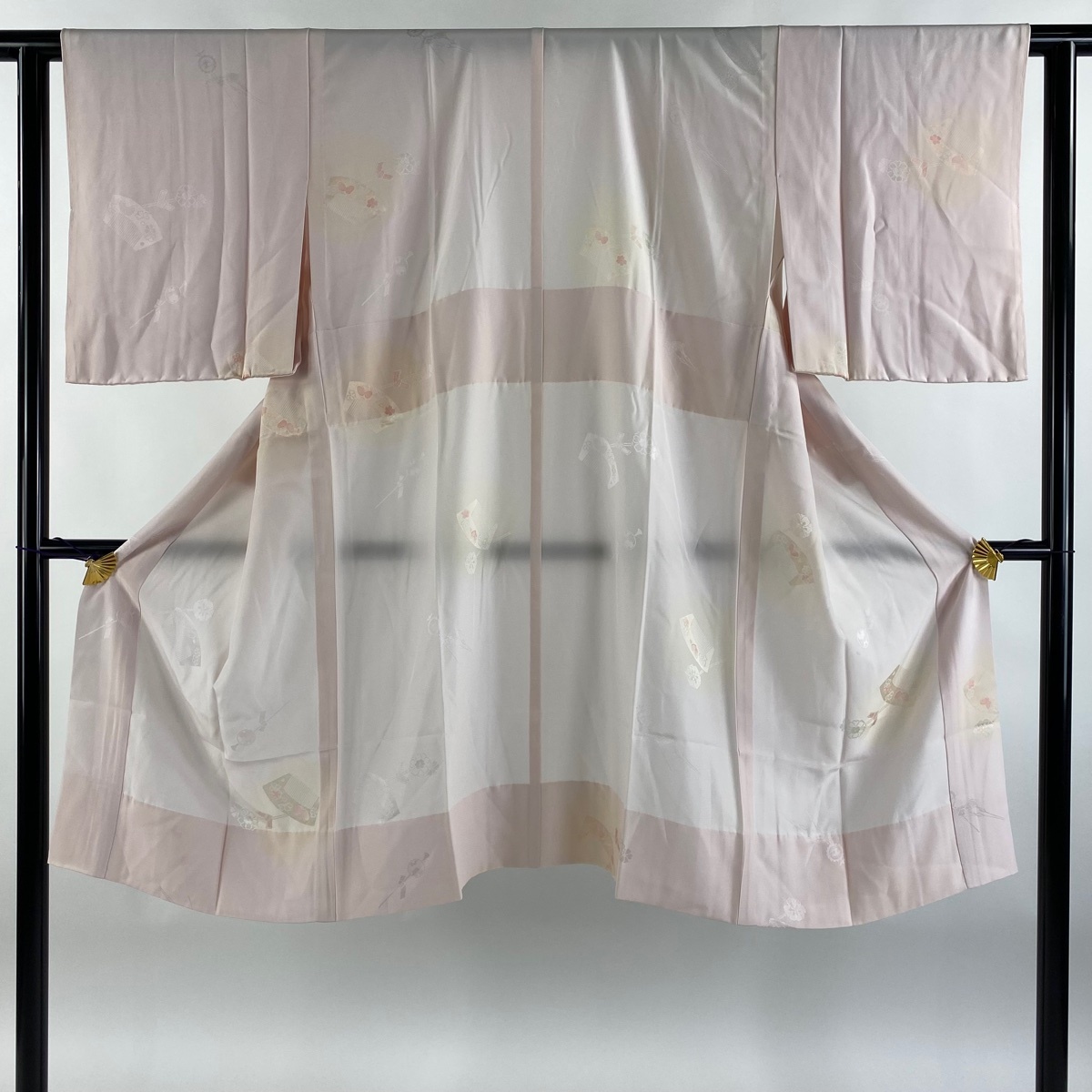 長襦袢 身丈116cm 裄丈62cm S 櫛 簪 ぼかし 紅花染 薄ピンク 正絹 美品 秀品 【中古】拍卖