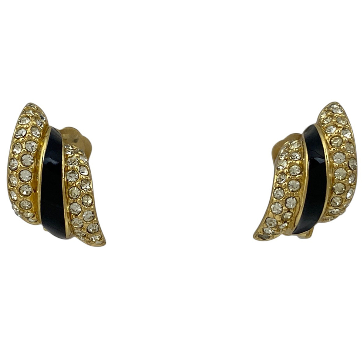 クリスチャンディオール Christian Dior ラインストーン デザイン イヤリング イヤリング GP ラインストーン ゴールド レディース 【中古】拍卖