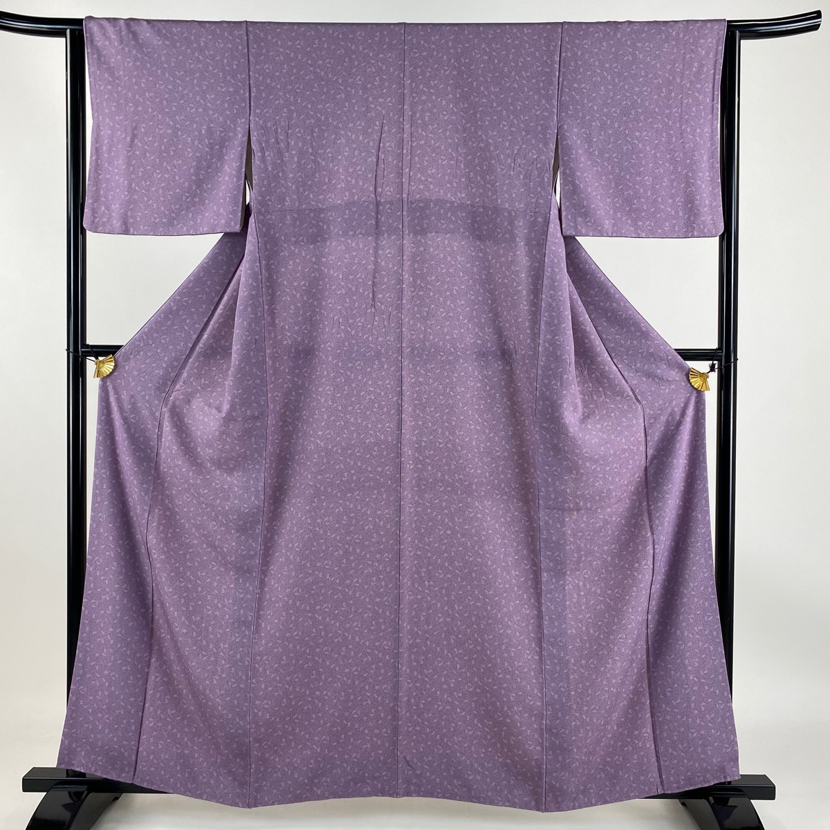 江戸小紋 身丈160cm 裄丈63cm S 袷 落款 葉と実 紫 正絹 名品 【中古】拍卖