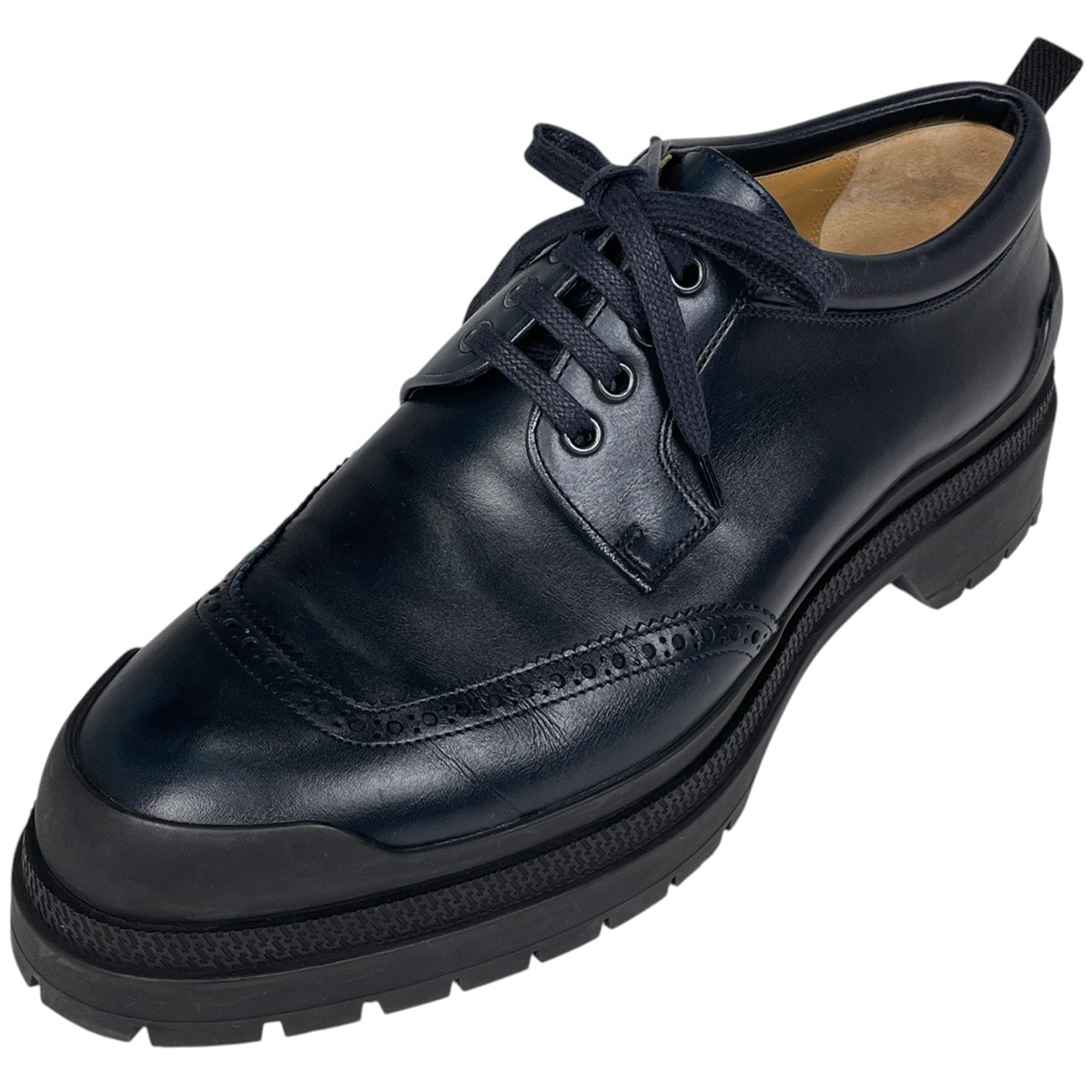 エルメス HERMES レースアップ ローファー 厚底 ビジネス 靴 ローファー レザー ネイビー メンズ 【中古】拍卖