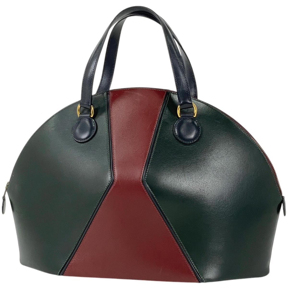 エルメス HERMES イルドヴォー ハンドバッグ ボックスカーフ グリーン ボルドー ネイビー 〇V レディース 【中古】拍卖