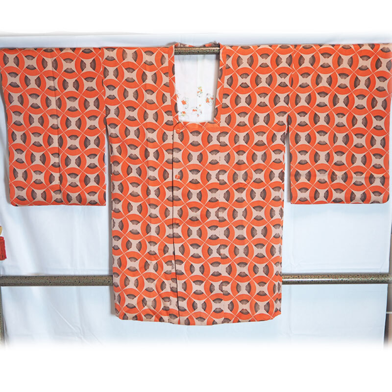 レトロモダン柄 リサイクル道行コート 羽裏童子/ru-20拍卖