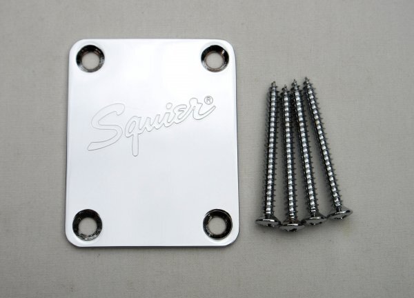 Squier スクワイアー ネックプレート ブランド刻印 クローム 程度良し 2013年製Squier by Fender Standard Stratocaster拍卖