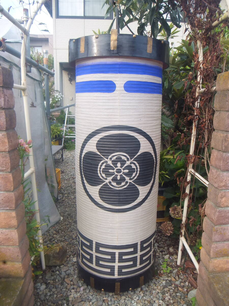 特大提灯 ちょうちん 高さ2m 行燈 盆灯篭 仏具 照明 和紙 漆器 アンティーク インテリア 拍卖