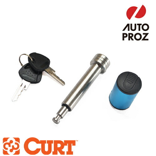 CURT ロックピン/ヒッチロック 2インチ角 40mm角にも適合 クロム×ブルー ステンレス製 鍵付き ヒッチピン メーカー保証付 正規品拍卖