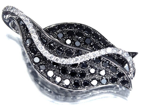 4KM16479S【売り切り】新品【RK宝石】極上ブラックダイヤモンド 極上クリアダイヤ 総計1.00ct K18WG 高級ペンダントヘッド ネックレス拍卖