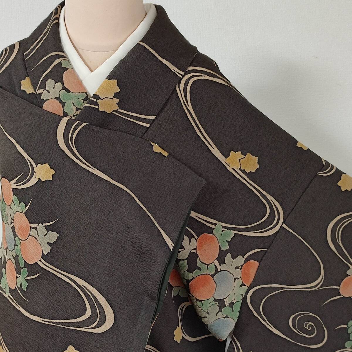 即決■着物の越田■裄67.5身丈162 正絹 付下げ小紋 袷 上品 流水文様 美品◇み12E03拍卖