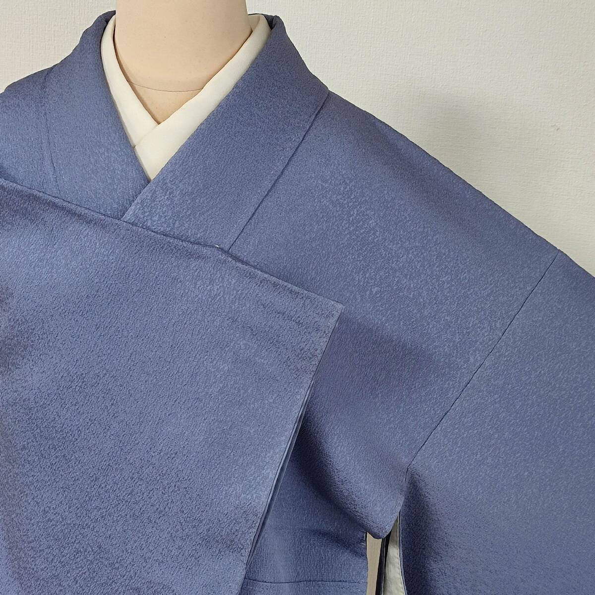 ■着物の越田■裄66身丈155 正絹 色無地 袷 地紋 紋無し 落款有り 作家物 二代目清次郎 美品■み18E06拍卖