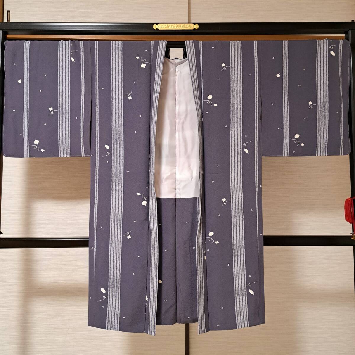 即決■着物の越田■裄71.5身丈110.5 正絹 長羽織 ★裄長★新品に近い★ 美品 駒 ■み21R09拍卖