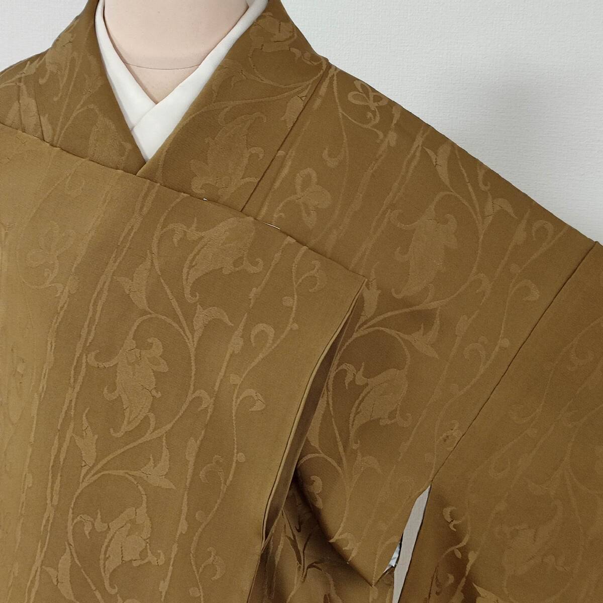 即決■着物の越田■裄67身丈157 正絹 お召 袷 色無地感覚 平安雅 紋無し 双◇み28E02拍卖