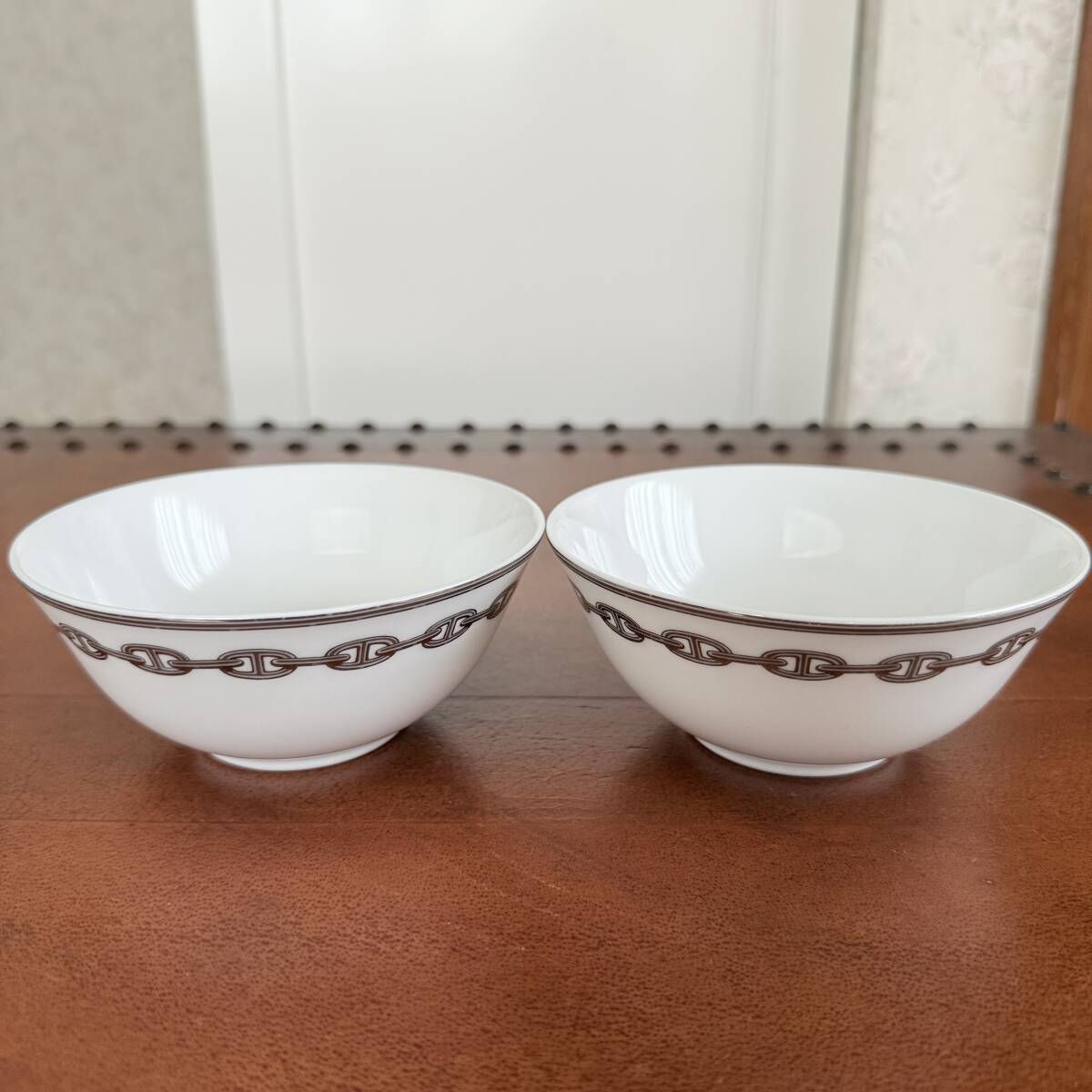 ★ HERMES シェーヌダンクル プラチナ アジアティック ライスボウル 2客 食器 廃盤品 ★拍卖