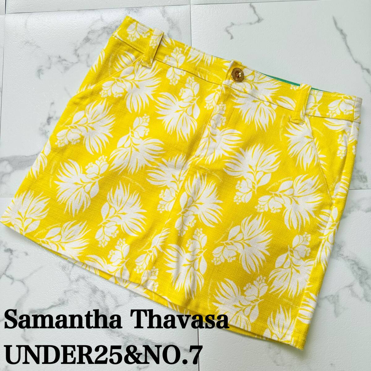 ★ Samantha Thavasa UNDER25&NO.7. サマンサタバサアンダー25 ナンバー7 ゴルフ ハワイアン ミニスカート スカート 38 イエロー 美品 ★拍卖