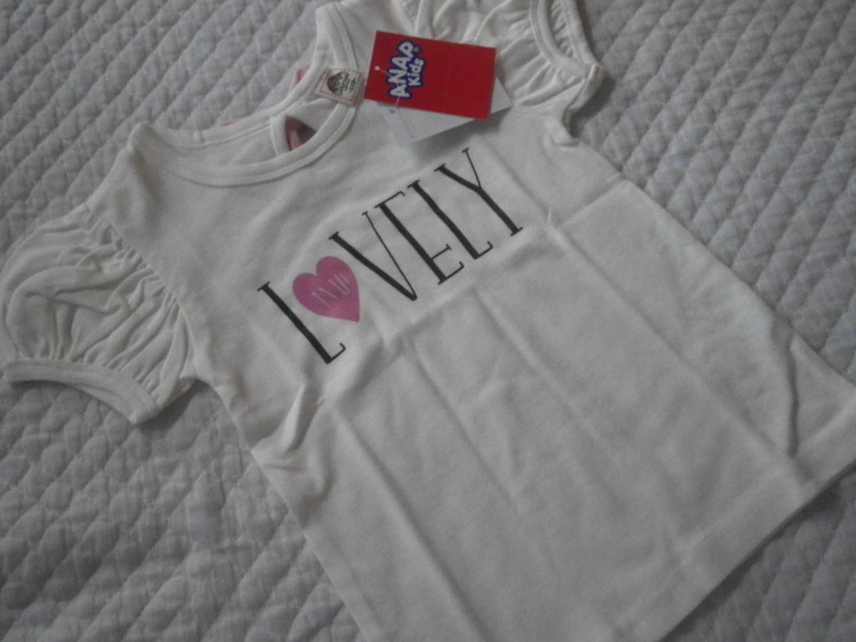 【新品】100cm★ANAP KIDS ¥2500+税★バックリボン パフスリ 半袖Tシャツ 白拍卖