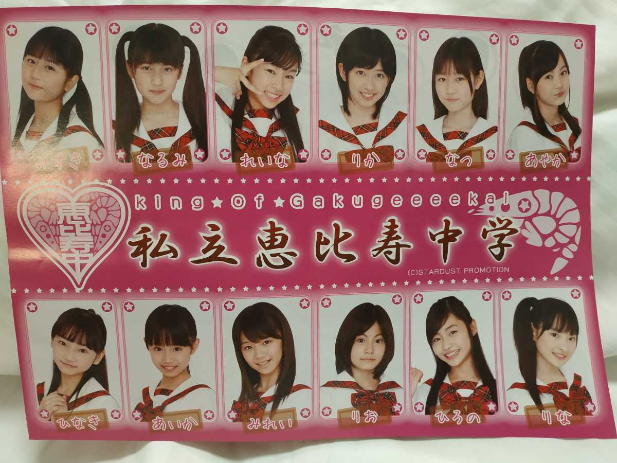 私立恵比寿中学 エビ中 えびぞりダイアモンド発売時のチラシ ももクロ ももいろクローバー 松野莉奈 安本彩花 真山りか 廣田あいか拍卖