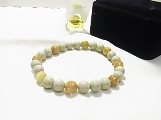 品質不明 パワーストーン? グレー系とタイガーアイ系のカラー 伸縮性 ブレスレット▽拍卖