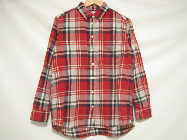 UNIQLO ユニクロ トップス シャツ 長袖 赤×紺×白 レッド×ネイビー×ホワイト チェック柄 格子柄 Mサイズ 拍卖