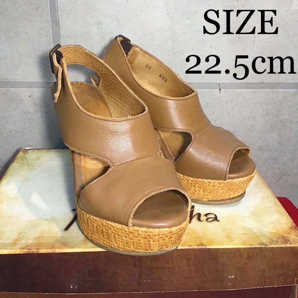 【売り切り!送料無料!】A-79 Purepecha/ウエッジソールサンダル/22.5cm/メキシコ製/中古箱あり!拍卖