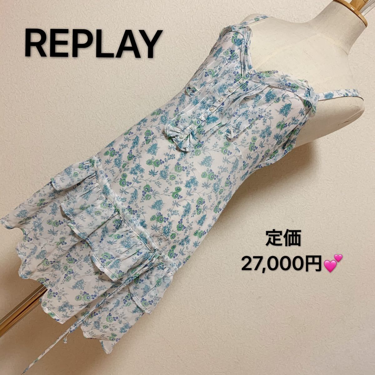 定価27,000円、REPLAY ミニワンピース 肌着 チュニック、レディース 早い者勝ち ブランド 上品 可愛いおしゃれ 通学 通勤タグ付き拍卖