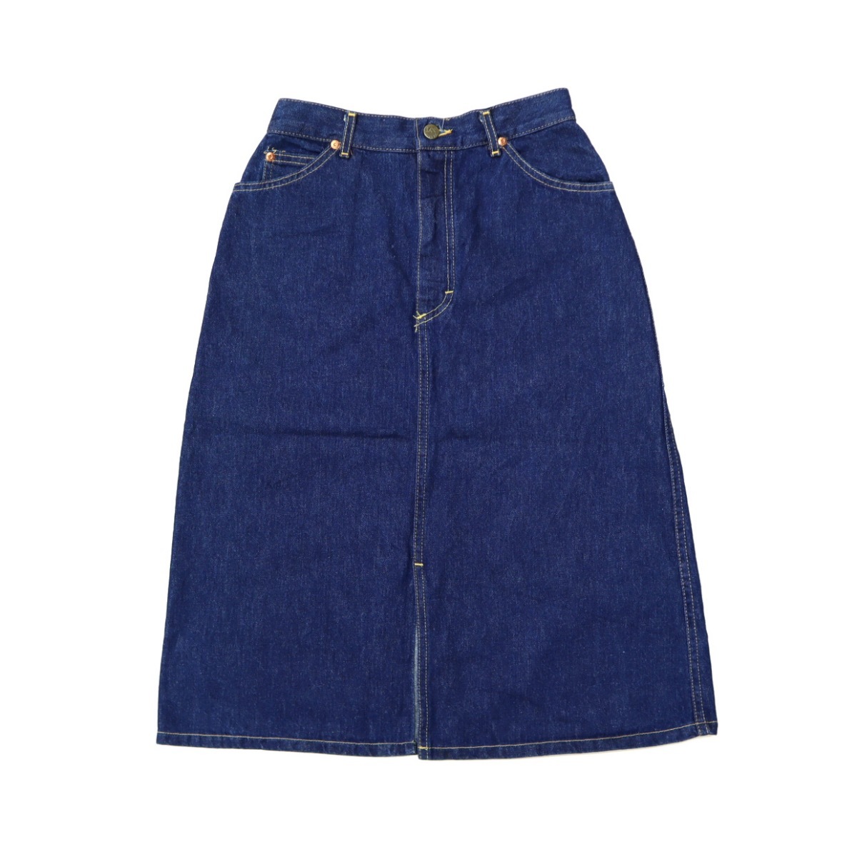 80s ビンテージ LEE リー デニム ロング スカート フレア USA製 コットン ワーク レディース 古着 1980年代 70s 90s アメカジ 70年代90年代拍卖