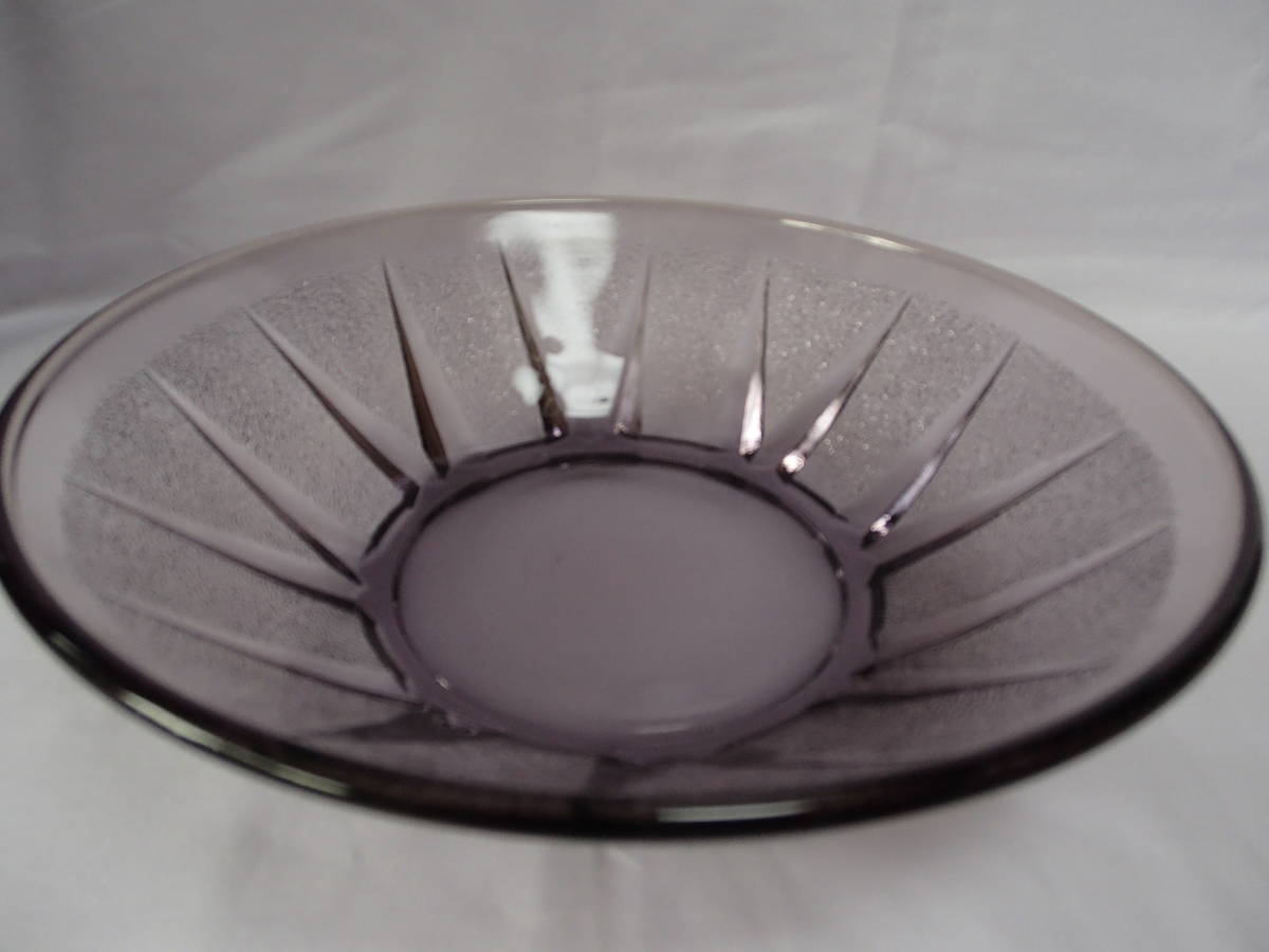 【昭和レトロ・大正浪漫】【レトロ】【アンティーク】【プレスガラス】【大鉢・・・1】(紫)美品拍卖