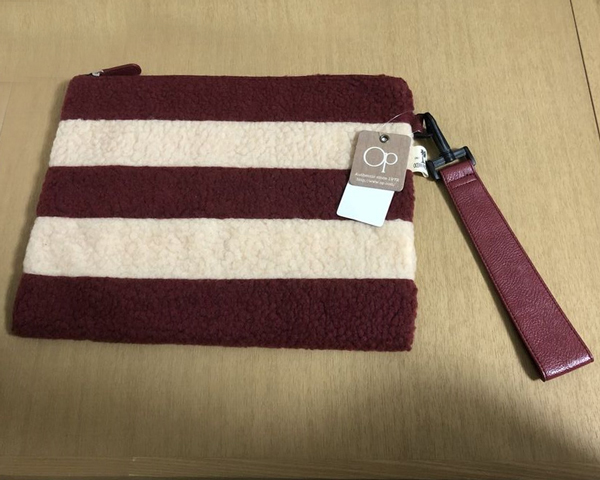 【送料無料】OCEAN PACIFIC オーシャンパシフィック 3190円 もこもこ ボーダー クラッチバッグ レッド拍卖