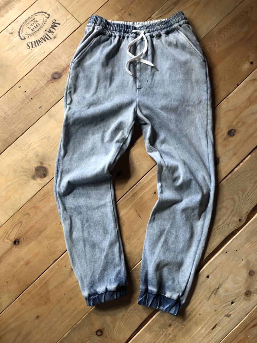 ジーナシス ジョガーパンツ 色落ち デニム調★お洒落 リラックス 爽やか スウェットさわやか ズボン ジャージ F(メンズM相当) スポーティー拍卖