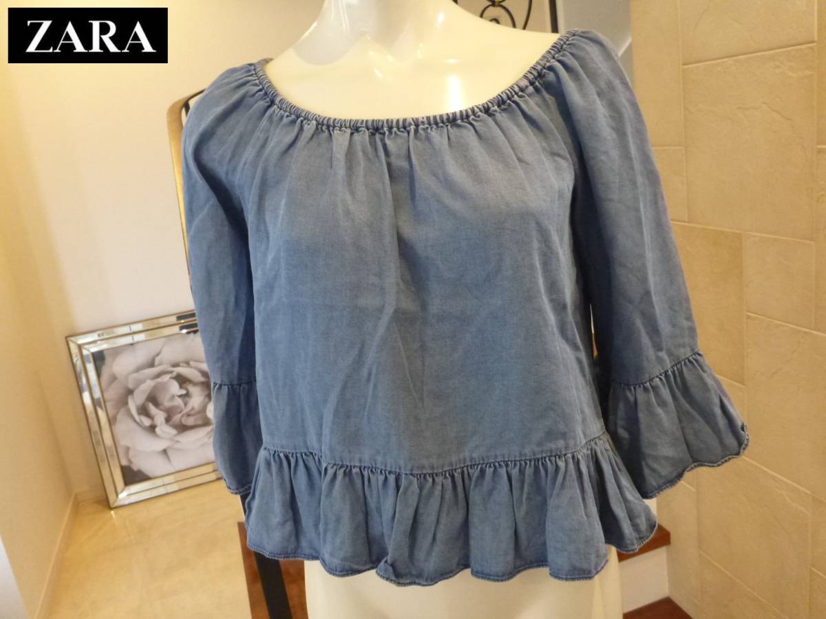 美品 ZARA WOMAN(ザラウーマン) ★薄デニム系 7分袖 トップス M相当拍卖