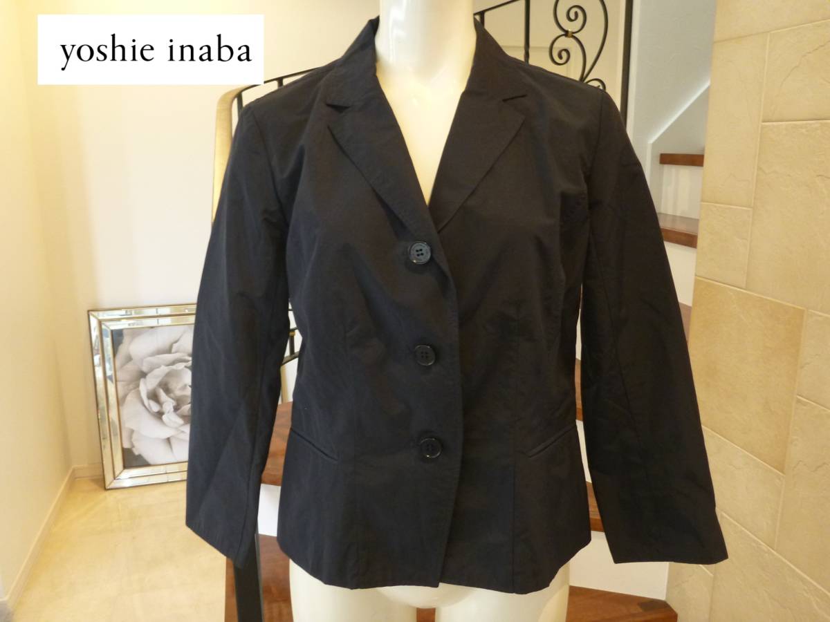美品 yoshie inaba | ヨシエイナバ ★紺ネイビー 薄手ジャケット 40 L相当拍卖