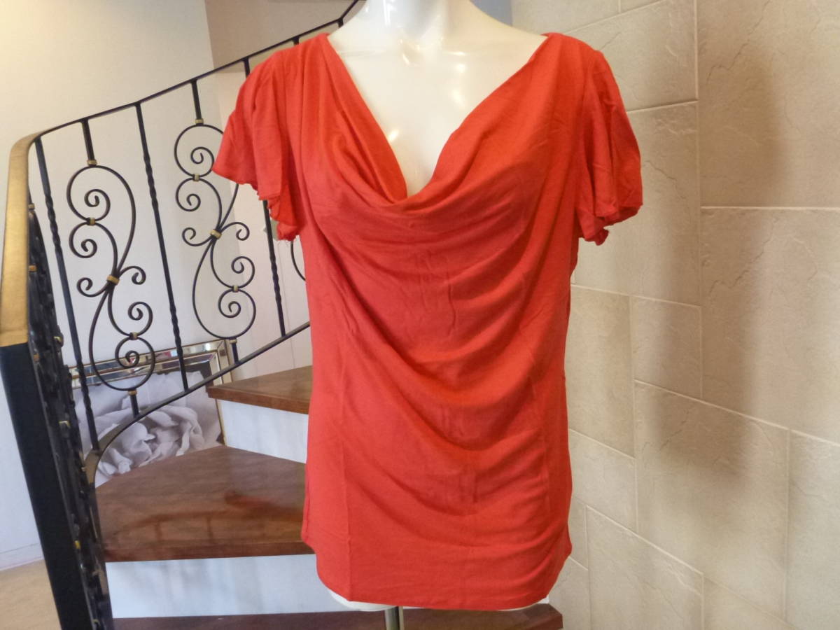 新品 evie ★赤レッド ドレープ 半袖カットソー M拍卖