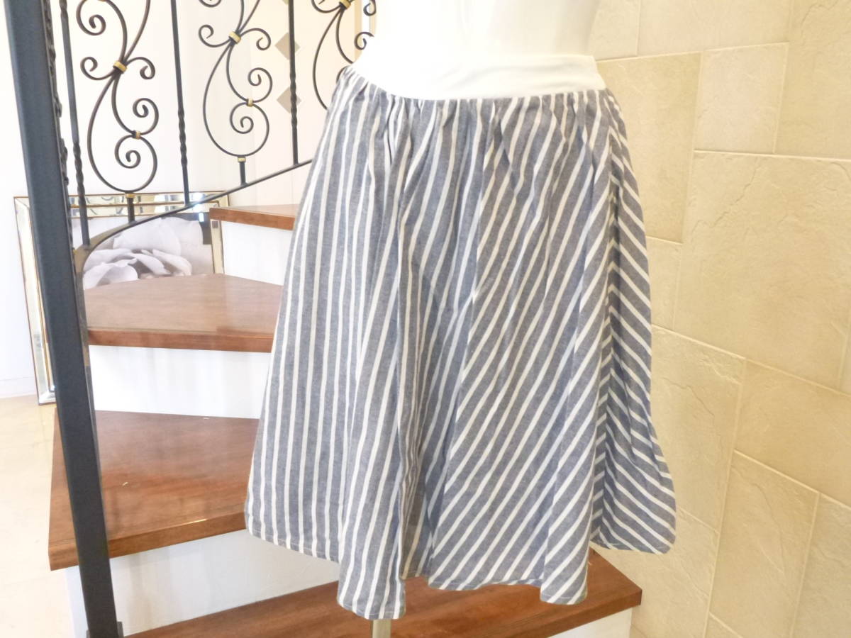 超美品 MOUTH valley ★紺×白 ストライプ柄 スカート M拍卖