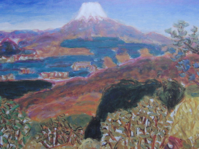 遠藤義美、【初冠雪】、希少な大判額装用画集より、美品、日本人画家、新品額装付、送料込み、富士拍卖