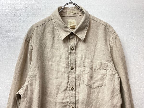 00's ギャップ GAP 100% リネンシャツ 長袖 (L) ナチュラル系 00年代 旧タグ オールドギャップ拍卖