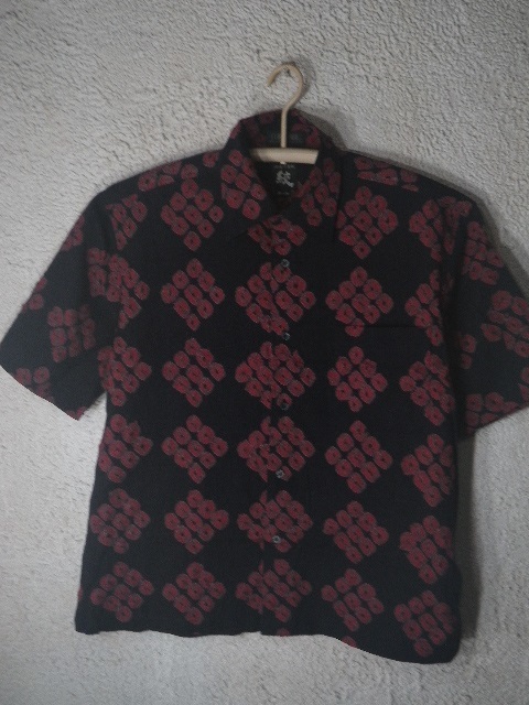 to1220 レア CORCOVADE 日本製 伝統 有松 絞り 涼しげ 半袖 シャツ 和 工芸 アロハ 人気 送料格安拍卖