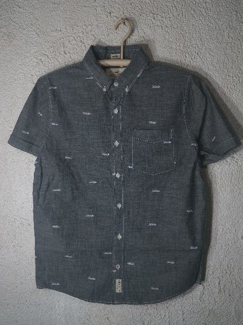 to1252 HOLLISTER ホリスター 半袖 シャンブレー ネイティブ 総柄 デザイン ボタンダウン シャツ 人気 送料格安拍卖