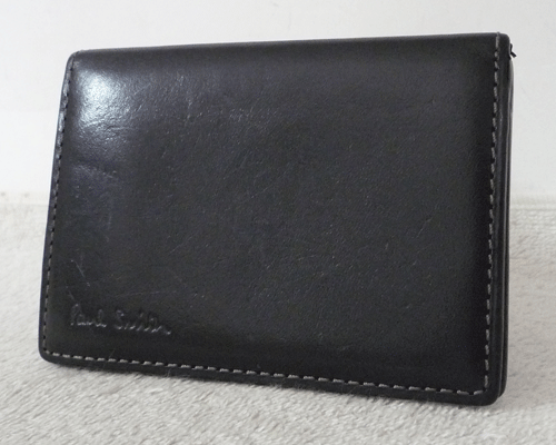 ポールスミス Paul Smith レザー 定期入れ 名刺入れ 二つ折りパスケース ブラック 黒拍卖