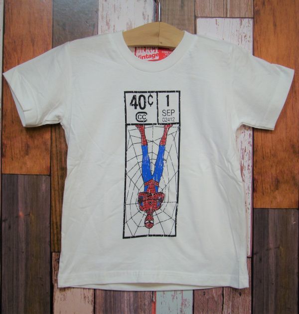 【送料無料】キッズ★L 白★新品スパイダーマン★マーベル★ヴィンテージ風Tシャツ拍卖