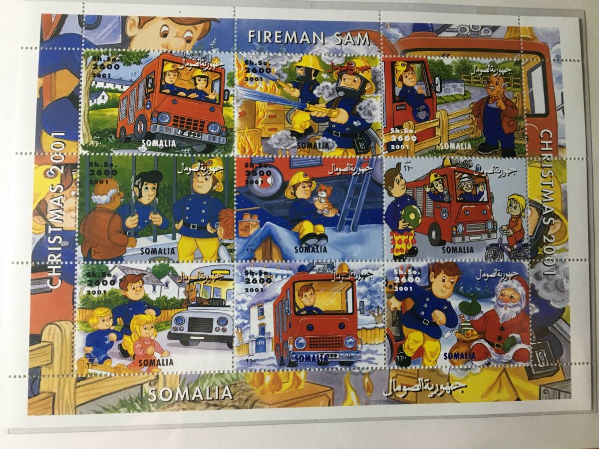 切手:イラスト・クリスマス /ソマリア*消防士*2001年12月22日*シート*拍卖