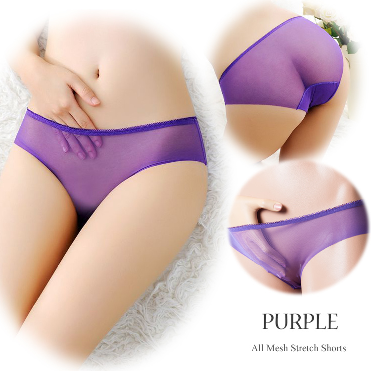 ストレッチメッシュのセクシーフルバックショーツ 紫拍卖